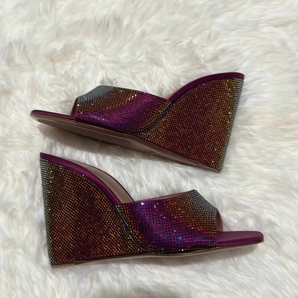 New Amina Muaddi Lupita crystal wedge sandals size 40.5EU - Picture 5 of 13